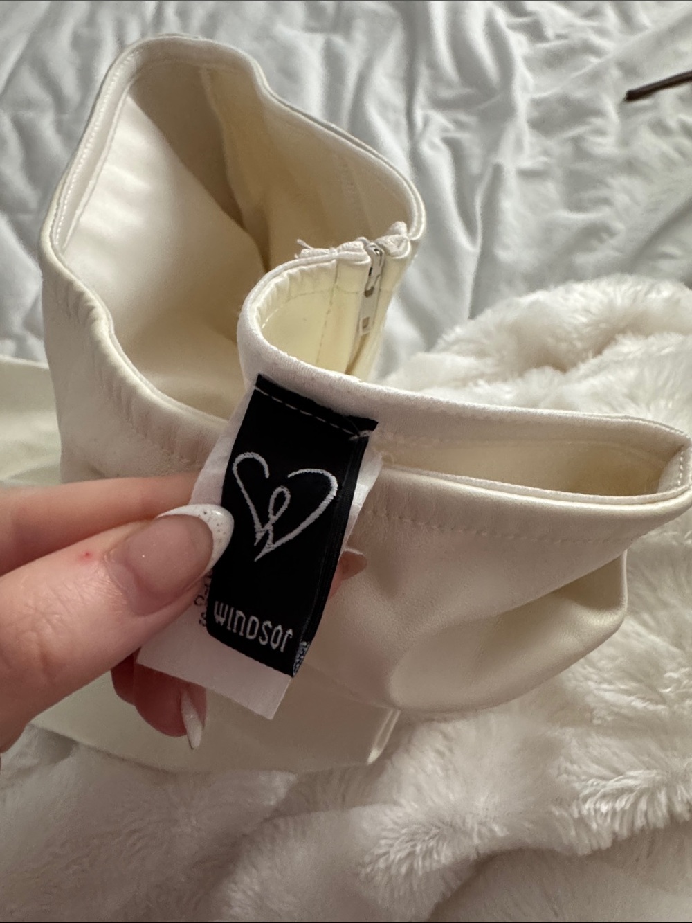 Windsor Cream Asymmetrical Wrap Mini Skirt - Picture 5 of 6